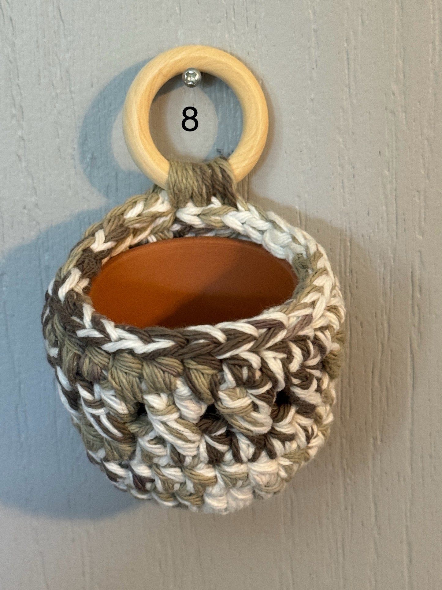 Chunky Hand Crocheted Succulent Hanger with Pot