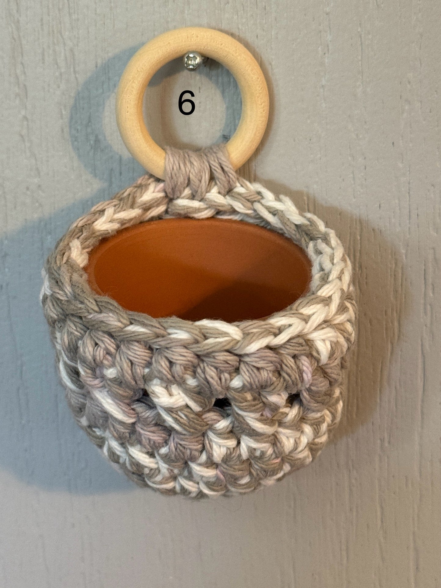 Chunky Hand Crocheted Succulent Hanger with Pot