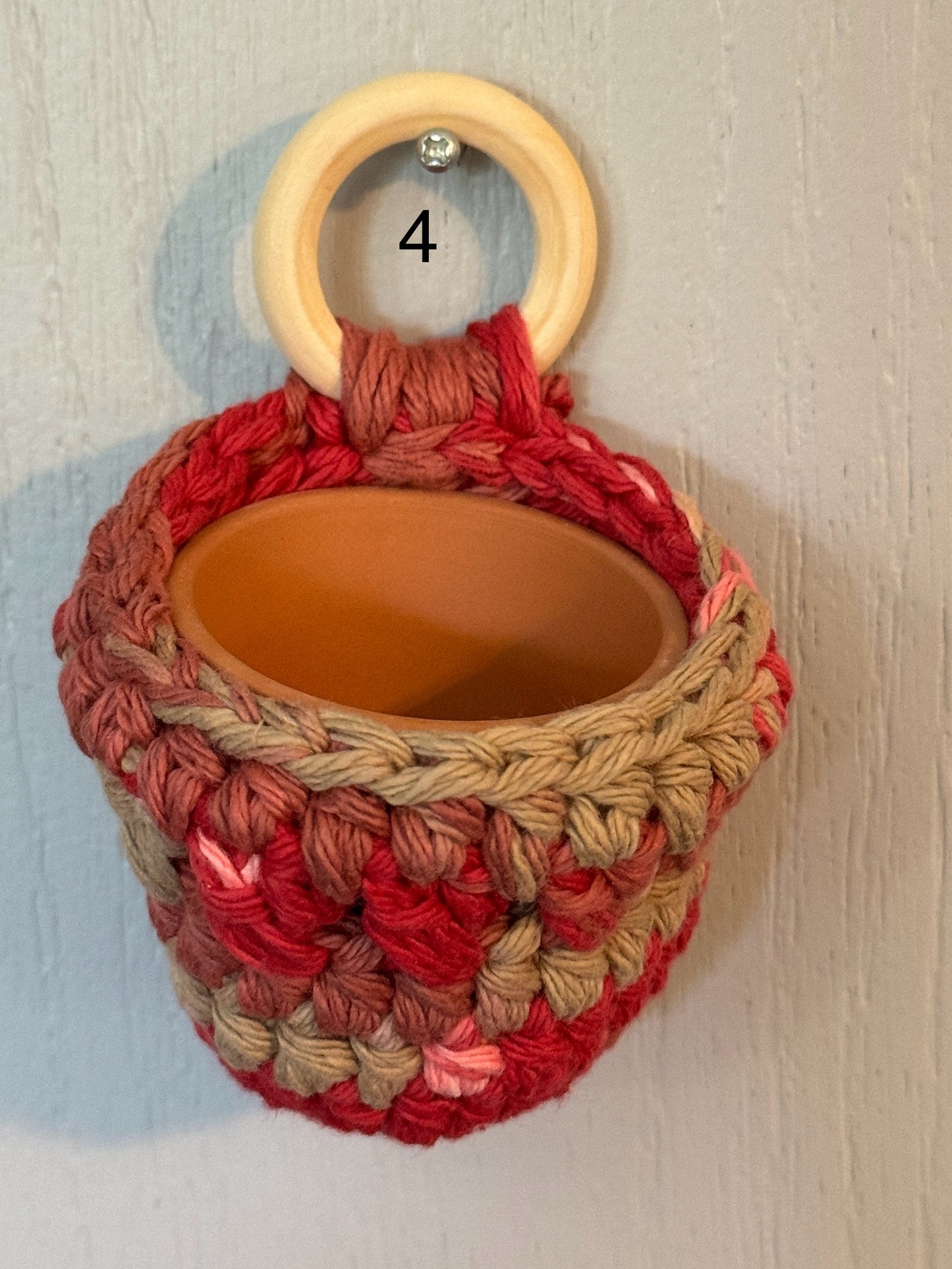 Chunky Hand Crocheted Succulent Hanger with Pot