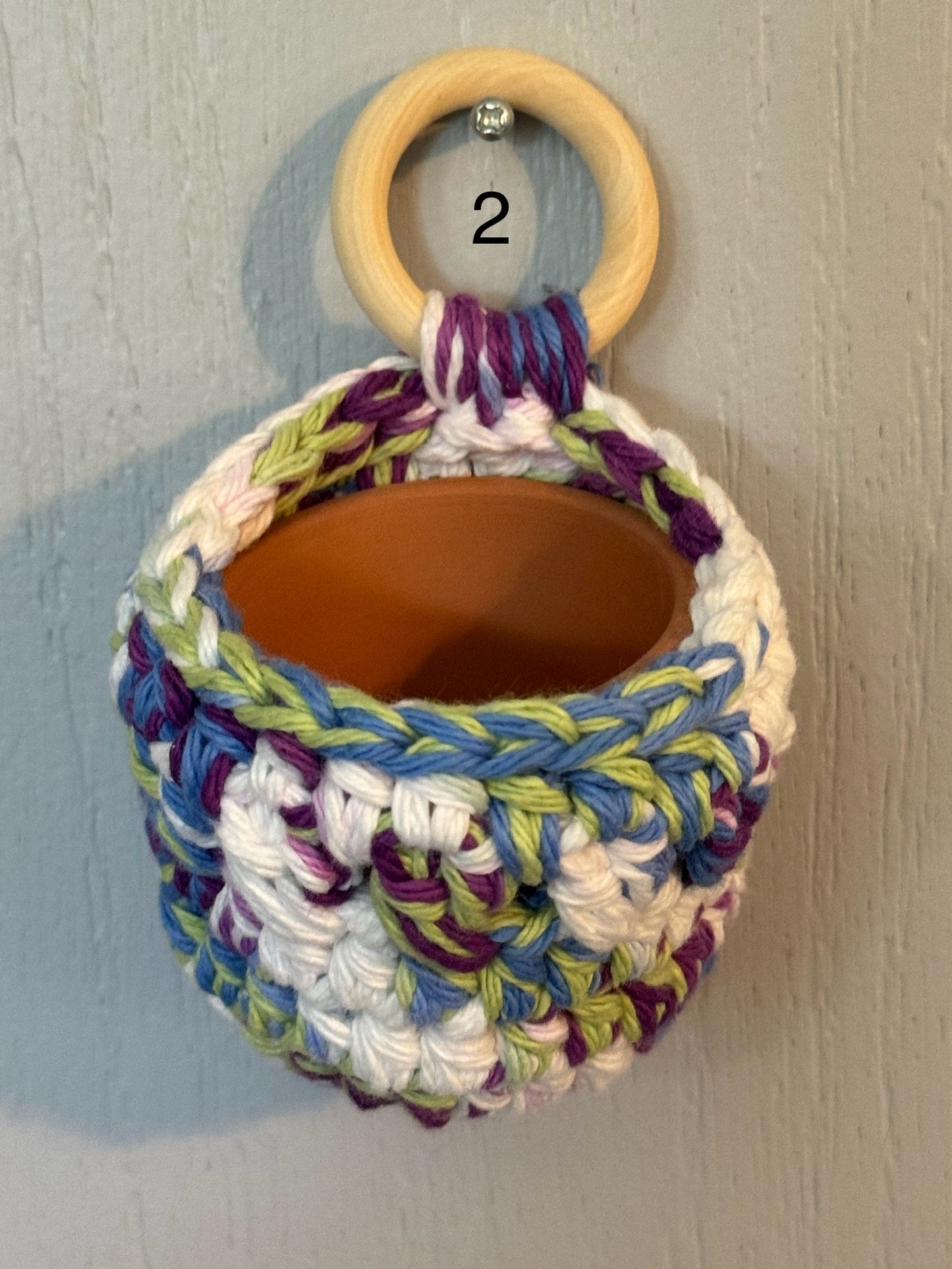 Chunky Hand Crocheted Succulent Hanger with Pot