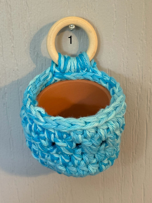 Chunky Hand Crocheted Succulent Hanger with Pot